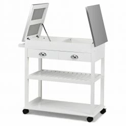 34 1/2 in. Small Rolling Kitchen Cart Island with Stainless Steel Flip-Top, Kitchen Cart Trolley on Wheels, White by ANGELES HOME -Sorbus Sales Store white angeles home kitchen carts m66 8hw223wh 1f 1000
