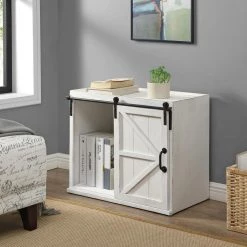 26 x 14 x 21.5 in. White Rectangular Wood Bolton Barn Door End Table by FirsTime & Co. -Sorbus Sales Store white firstime co end side tables 70483 31 1000