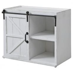 26 x 14 x 21.5 in. White Rectangular Wood Bolton Barn Door End Table by FirsTime & Co.