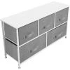 5-Drawer Marble Black Dresser Black Frame Wood Top Easy Pull Fabric Bins 11.87 in. L x 39.5 in. W x 24.62 in. H by Sorbus