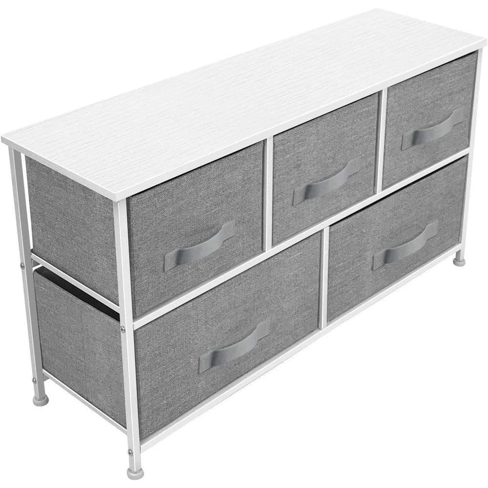 5-Drawer Marble Black Dresser Black Frame Wood Top Easy Pull Fabric Bins 11.87 in. L x 39.5 in. W x 24.62 in. H by Sorbus 4 5-Drawer Marble Black Dresser Black Frame Wood Top Easy Pull Fabric Bins 11.87 in. L x 39.5 in. W x 24.62 in. H by Sorbus - Image 2