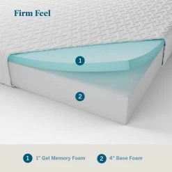 Dual Layer SureCool 5in. Firm Gel Memory Foam Tight Top Twin Mattress by Lucid Comfort Collection -Sorbus Sales Store white lucid comfort collection mattresses lucc05tt45gf fa 1000