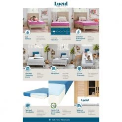 6 in. Medium-Firm Waterproof Gel Memory Foam Tight Top Youth Twin Mattress with White Cover by Lucid Comfort Collection -Sorbus Sales Store white lucid comfort collection mattresses lucc06tt30gfwh 66 1000