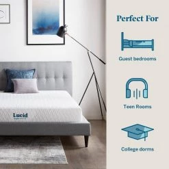 SureCool 8in. Firm Gel Memory Foam Tight Top Full Mattress by Lucid Comfort Collection -Sorbus Sales Store white lucid comfort collection mattresses lucc08ff45mf 40 1000