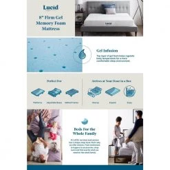 SureCool 8in. Firm Gel Memory Foam Tight Top Full Mattress by Lucid Comfort Collection -Sorbus Sales Store white lucid comfort collection mattresses lucc08ff45mf a0 1000