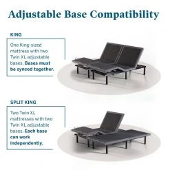 Deluxe Adjustable Bed and 10 in. Plush Gel Memory Foam Split King Mattress Set by Lucid Comfort Collection -Sorbus Sales Store white lucid comfort collection mattresses lucc102kgfl6lp 44 1000