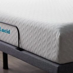Deluxe Adjustable Bed and 10 in. Plush Gel Memory Foam Split King Mattress Set by Lucid Comfort Collection -Sorbus Sales Store white lucid comfort collection mattresses lucc102kgfl6lp fa 1000