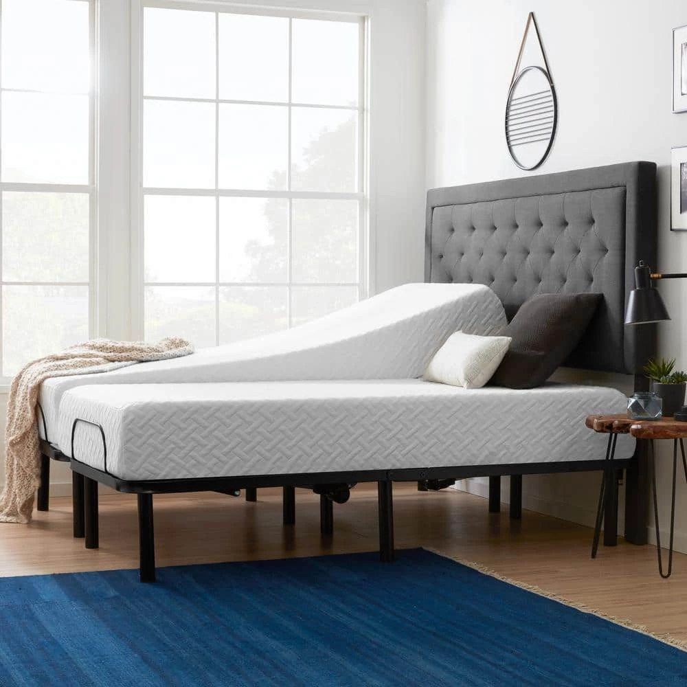 Standard Adjustable Bed and 10 in. Firm Gel Memory Foam Split King Mattress Set by Lucid Comfort Collection 3 Standard Adjustable Bed and 10 in. Firm Gel Memory Foam Split King Mattress Set by Lucid Comfort Collection