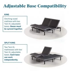 Deluxe Adjustable Bed and 10 in. Firm Gel Memory Foam Split King Mattress Set by Lucid Comfort Collection -Sorbus Sales Store white lucid comfort collection mattresses lucc102kmfl6lp 1f 1000