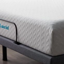 Deluxe Adjustable Bed and 10 in. Firm Gel Memory Foam Split King Mattress Set by Lucid Comfort Collection -Sorbus Sales Store white lucid comfort collection mattresses lucc102kmfl6lp c3 1000