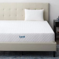 10 in. Queen Gel Memory Foam Mattress - Medium by Lucid Comfort Collection -Sorbus Sales Store white lucid comfort collection mattresses lucc10qq3pmf 77 1000