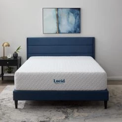 SureCool 14in. Medium Gel Memory Foam Tight Top Queen Mattress by Lucid Comfort Collection -Sorbus Sales Store white lucid comfort collection mattresses lucc14qq45mf 44 1000