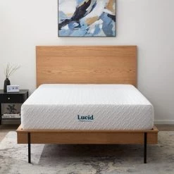 PureFlow 14in. Plush Gel Memory Foam Tight Top Queen Mattress by Lucid Comfort Collection -Sorbus Sales Store white lucid comfort collection mattresses lucc14qq6pmf 1f 1000