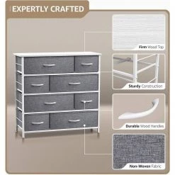 8-Drawer White Dresser Steel Frame Wood Top Easy Pull Fabric Bins 11.5 in. L x 34 in. W x 36 in. H by Sorbus -Sorbus Sales Store white sorbus dressers drw 8d wh 1f 1000