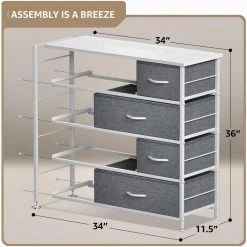 8-Drawer White Dresser Steel Frame Wood Top Easy Pull Fabric Bins 11.5 in. L x 34 in. W x 36 in. H by Sorbus -Sorbus Sales Store white sorbus dressers drw 8d wh 4f 1000