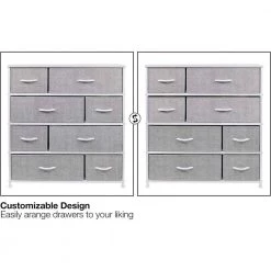 8-Drawer White Dresser Steel Frame Wood Top Easy Pull Fabric Bins 11.5 in. L x 34 in. W x 36 in. H by Sorbus -Sorbus Sales Store white sorbus dressers drw 8d wh 76 1000