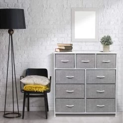 39.5 in. L x 11.5 in. W x 39.5 in. H 9-Drawer White Dresser with Steel Frame Wood Top Easy Pull Fabric Bins by Sorbus -Sorbus Sales Store white sorbus dressers drw 9d wh 1f 1000