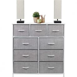 39.5 in. L x 11.5 in. W x 39.5 in. H 9-Drawer White Dresser with Steel Frame Wood Top Easy Pull Fabric Bins by Sorbus -Sorbus Sales Store white sorbus dressers drw 9d wh 44 1000