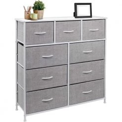 39.5 in. L x 11.5 in. W x 39.5 in. H 9-Drawer White Dresser with Steel Frame Wood Top Easy Pull Fabric Bins by Sorbus -Sorbus Sales Store white sorbus dressers drw 9d wh 76 1000