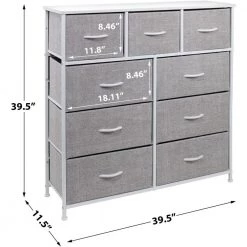 39.5 in. L x 11.5 in. W x 39.5 in. H 9-Drawer White Dresser with Steel Frame Wood Top Easy Pull Fabric Bins by Sorbus -Sorbus Sales Store white sorbus dressers drw 9d wh fa 1000