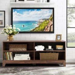 58 in. Wood Entertainment Center TV Stand Fits TV's up to 58 in. with Cable Management by ANGELES HOME -Sorbus Sales Store wood angeles home tv stands hw66 8ck 122bn 31 1000