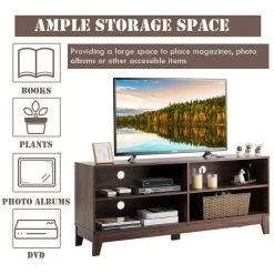 58 in. Walnut Entertainment Center TV Stand Fits TV's up to 58 in. with Cable Management by ANGELES HOME -Sorbus Sales Store wood angeles home tv stands hw66 8ck 122wt 44 1000