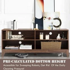 58 in. Walnut Entertainment Center TV Stand Fits TV's up to 58 in. with Cable Management by ANGELES HOME -Sorbus Sales Store wood angeles home tv stands hw66 8ck 122wt 4f 1000