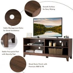 58 in. Walnut Entertainment Center TV Stand Fits TV's up to 58 in. with Cable Management by ANGELES HOME -Sorbus Sales Store wood angeles home tv stands hw66 8ck 122wt fa 1000