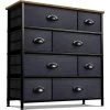 8-Drawer Wood Black Dresser Steel Frame Wood Top Easy Pull Fabric Bins 11.5 in. L x 34 in. W x 36 in. H by Sorbus -Sorbus Sales Store wood black sorbus dressers drw 8d wd 64 1000