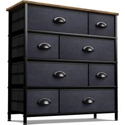 8-Drawer Wood Black Dresser Steel Frame Wood Top Easy Pull Fabric Bins 11.5 in. L x 34 in. W x 36 in. H by Sorbus -Sorbus Sales Store wood black sorbus dressers drw 8d wd 76 1000